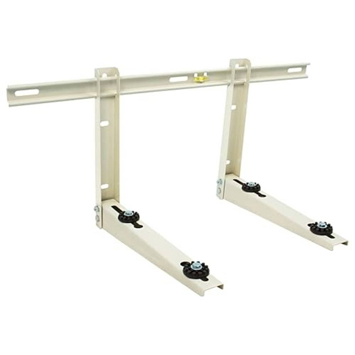 White mini split outdoor unit support bracket with rails and four base mounting pads