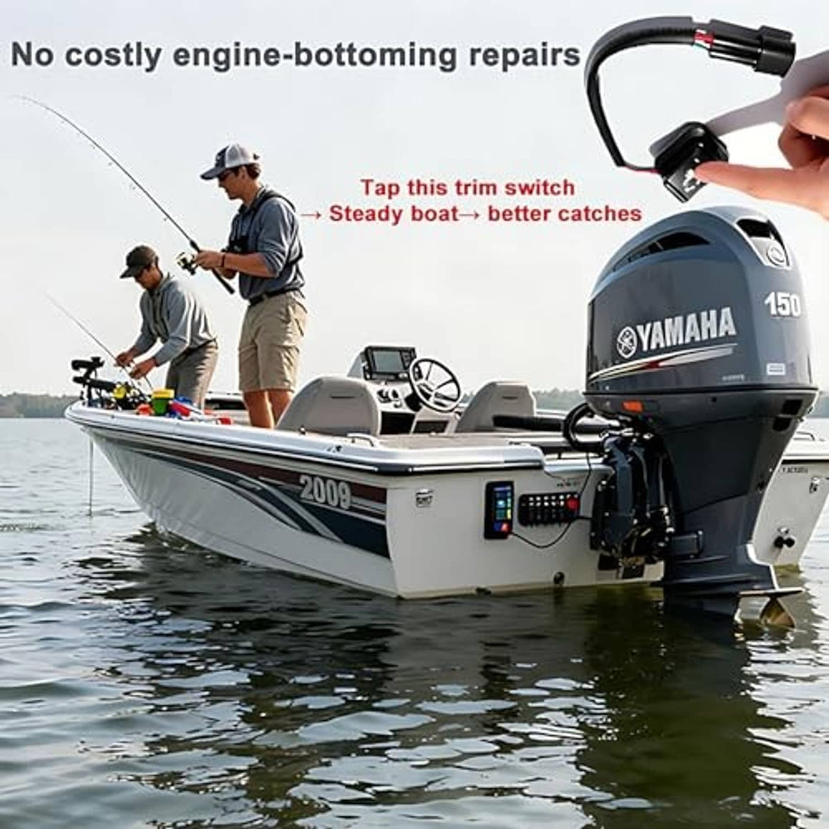 Marine power trim and tilt switch with black housing on boat control cable