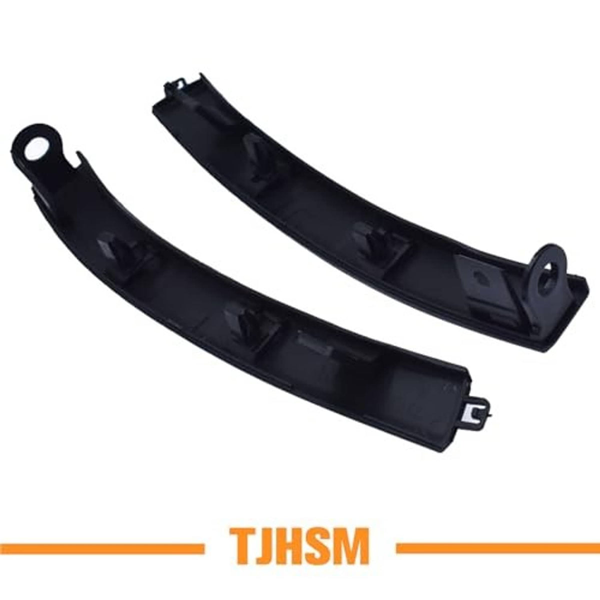 Front bumper wheel molding trim left and right, black curved plastic with round mounting holes