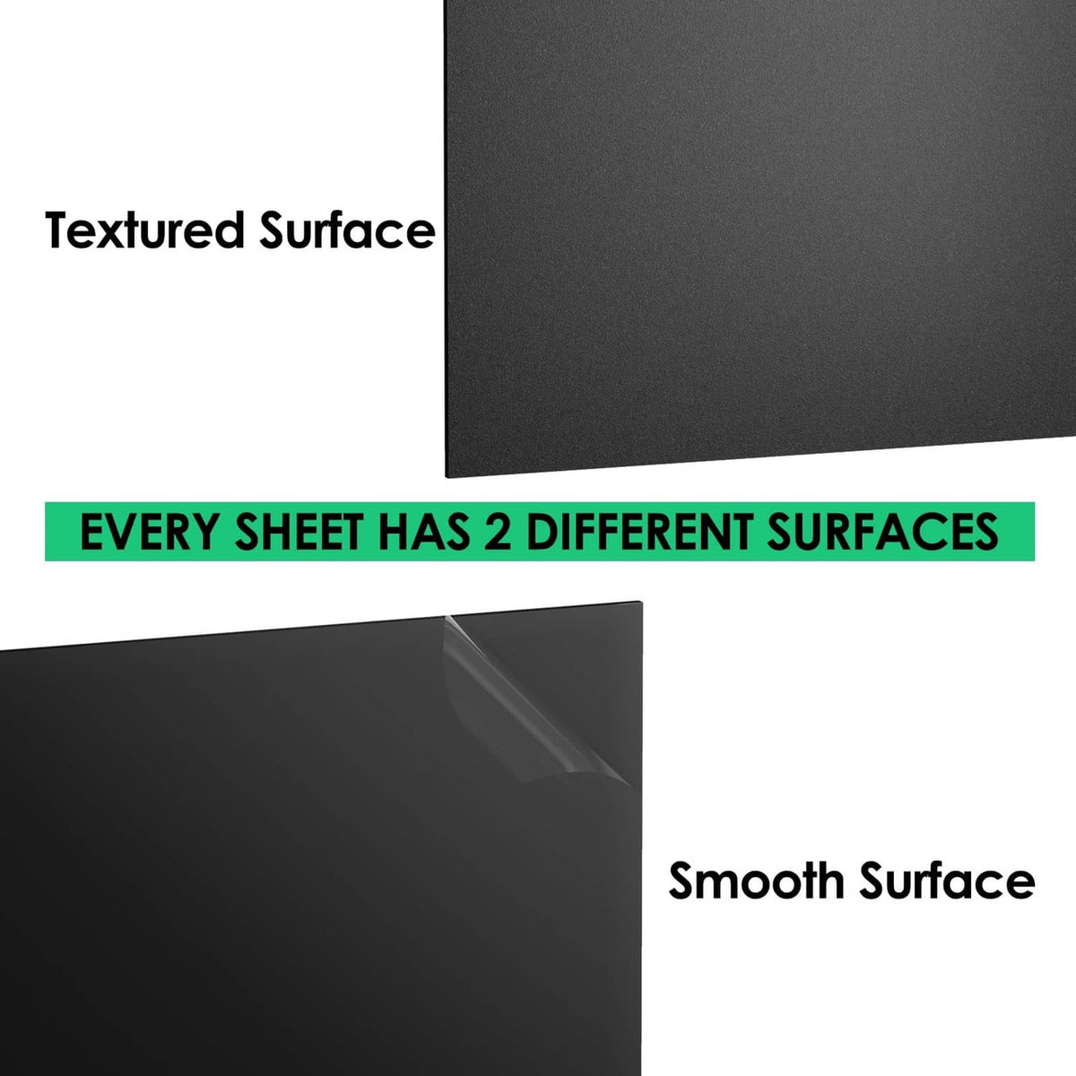Black ABS plastic sheet with textured and smooth sides, 36 x 24 in