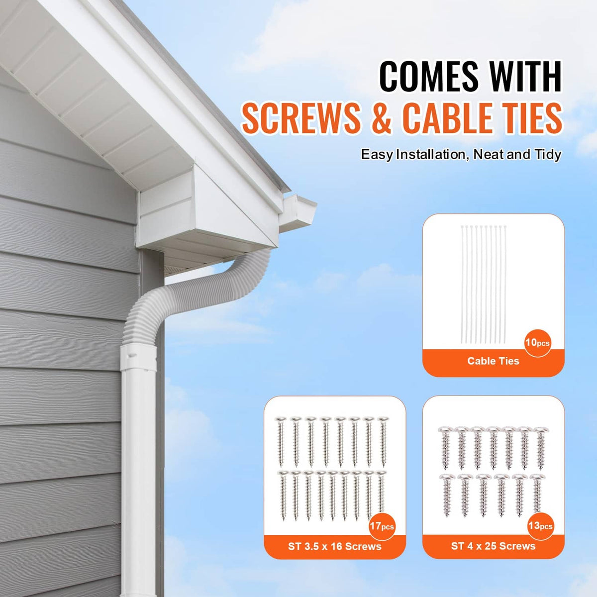 White line set cover kit with screws and cable ties for mounting the cover sections