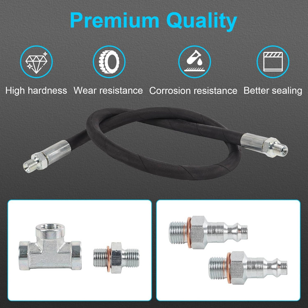 High pressure IPR air test tool hose with metal ends and pink sealing ring