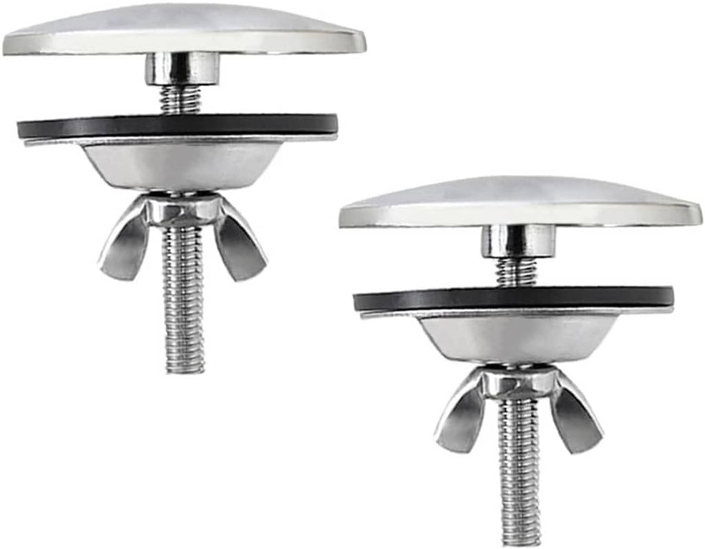 Stainless steel 2-inch sink faucet hole cover with threaded stem and clamp wings, 2-pack