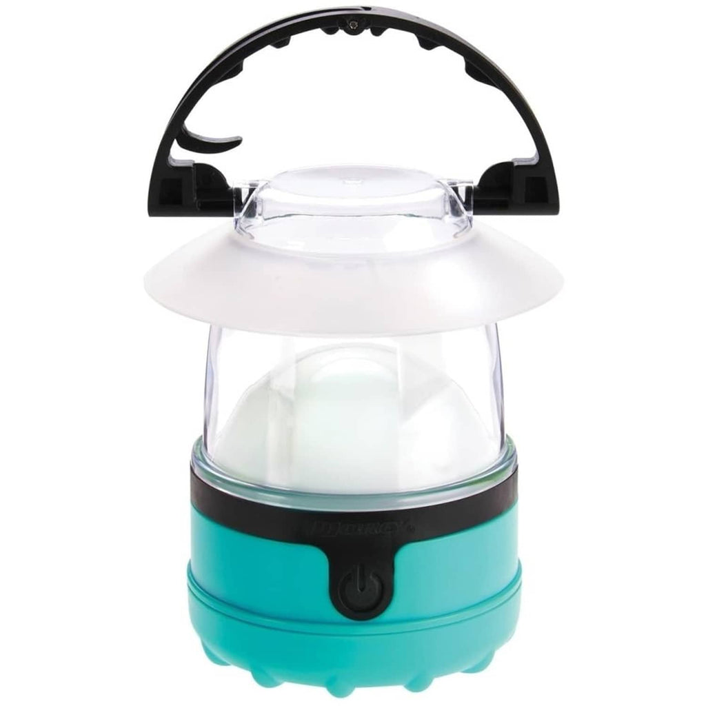 Green LED mini lantern with clear top and handle, compact hanging hook style