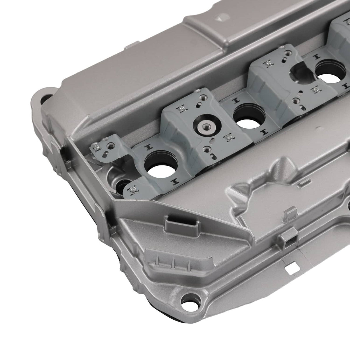 Aluminum valve cover interior with rocker access pieces and mounting points
