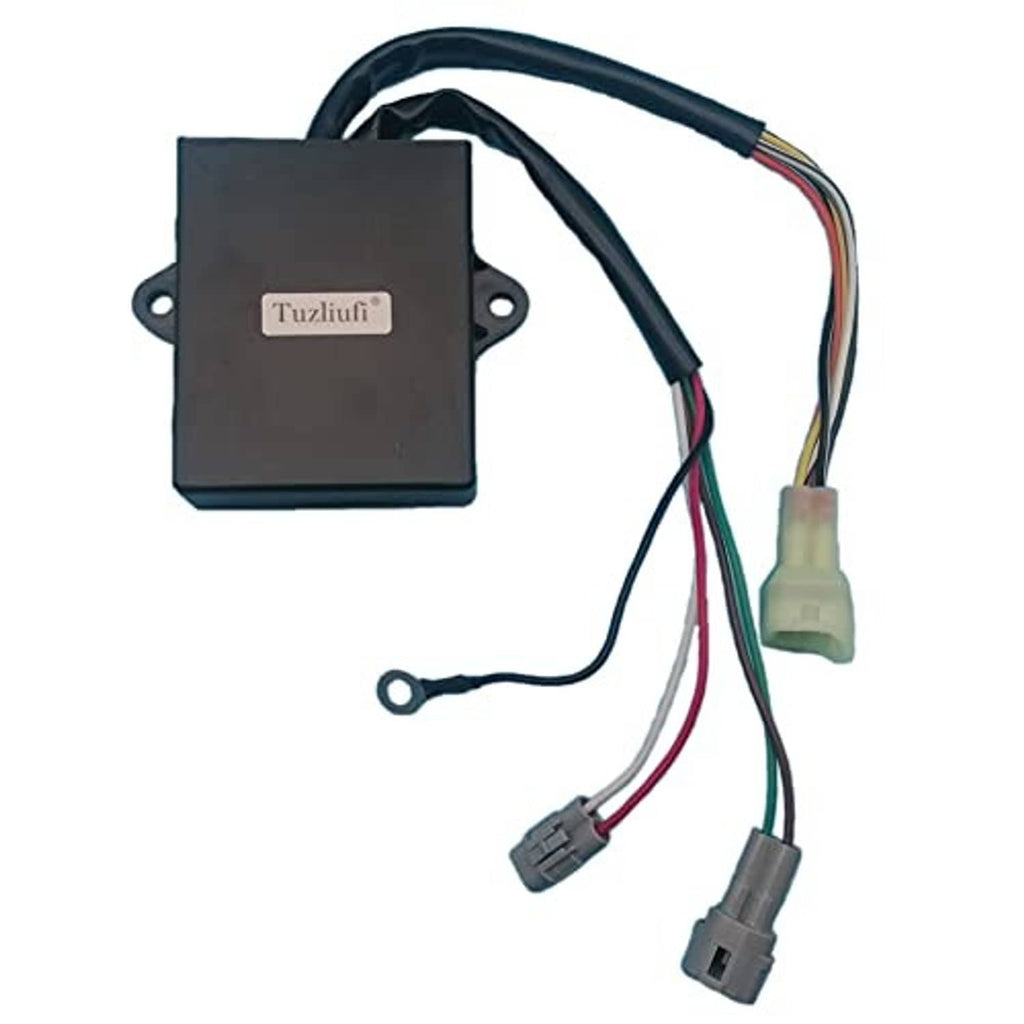 CDI ignition box module with black casing, wiring harness, and three electrical connectors