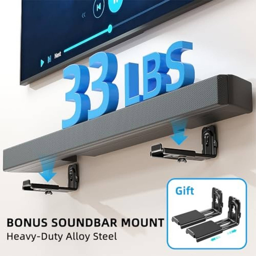 Soundbar-style wall mount bracket with side arms and horizontal bar for speaker