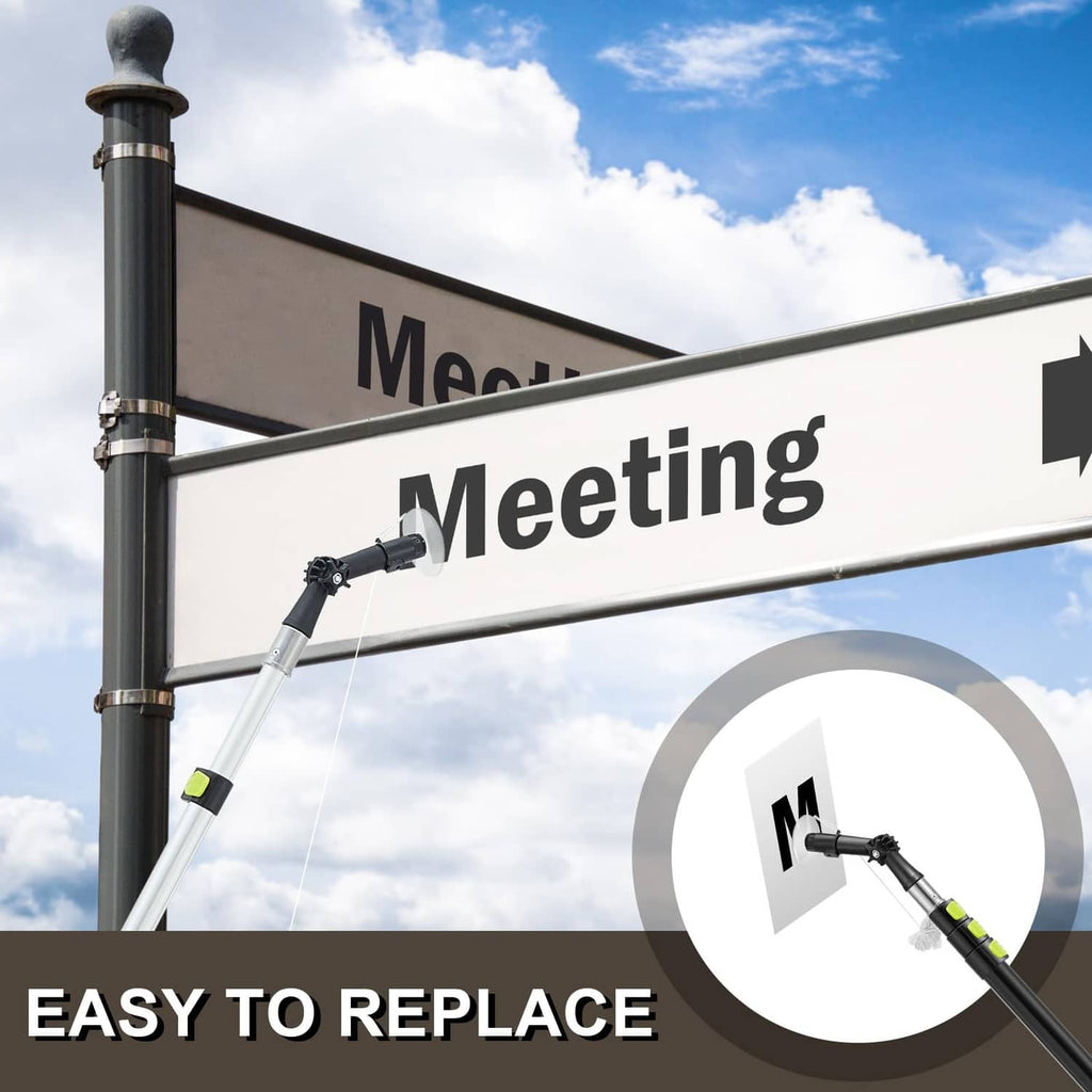 Black readerboard letter change arm mounted to sign crossbar with suction cup