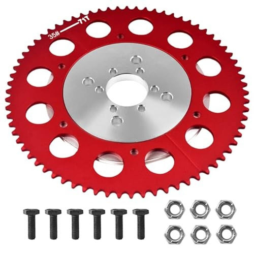 Red split sprocket gear with silver hub, screws and nuts included