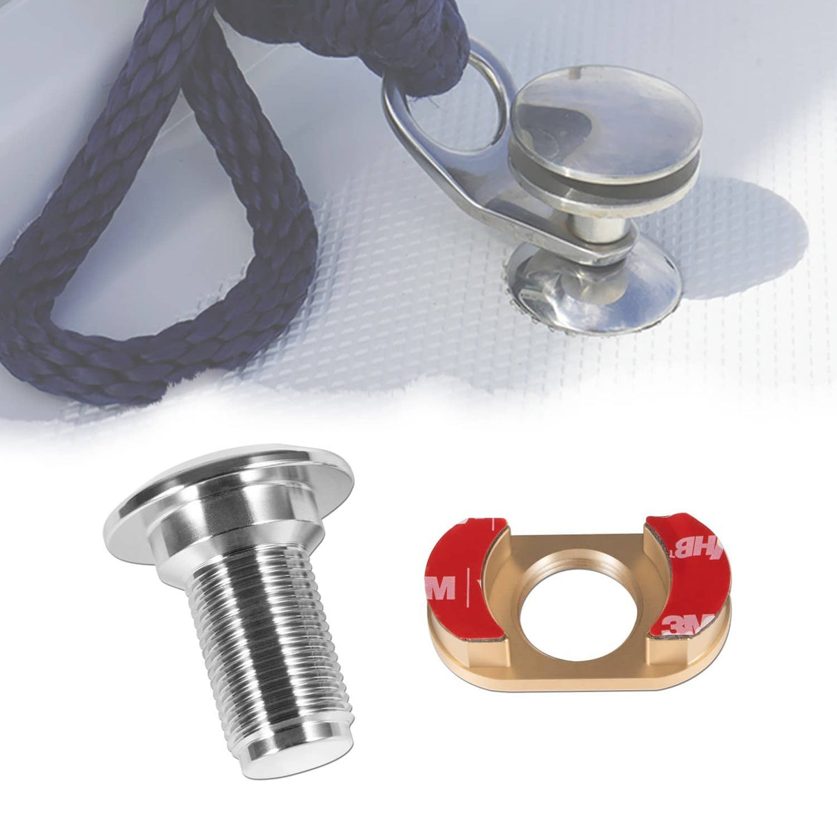 Stainless quick-release fender receiver set with threaded post and mounting base