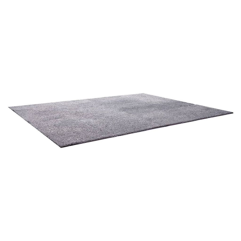 Gray carpet tile angled view, textured pile surface with visible edge