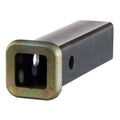 Weld-on trailer hitch receiver tube, raw steel finish, square opening with shank