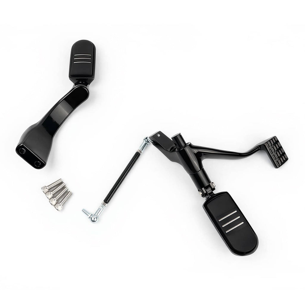 Black mid forward footpeg lever pair with rods and mounting bolts included