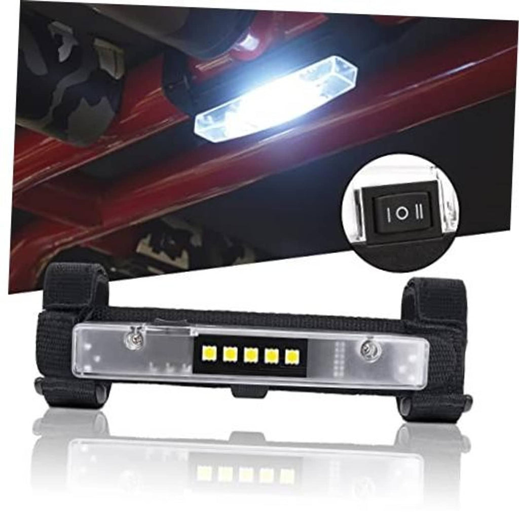 Universal LED light bar with clear cover, 5 yellow LEDs, black Velcro straps