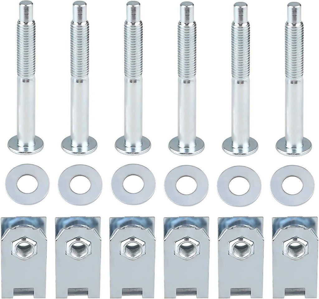 Steel truck bed mounting hardware kit with 6 bolts, washers, and U-clips