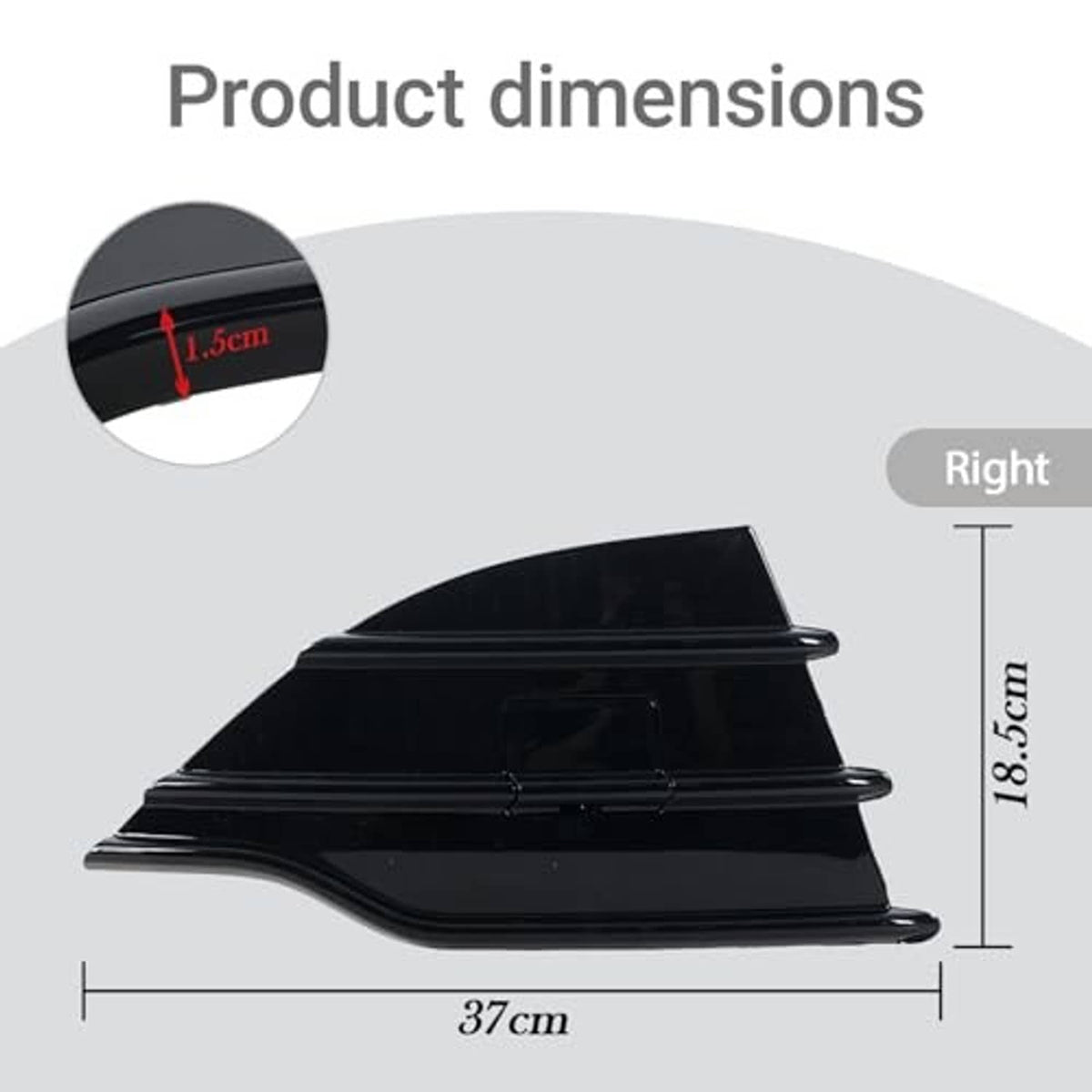 Right front bumper grille cover trim with size guide, 37cm x 18.5cm