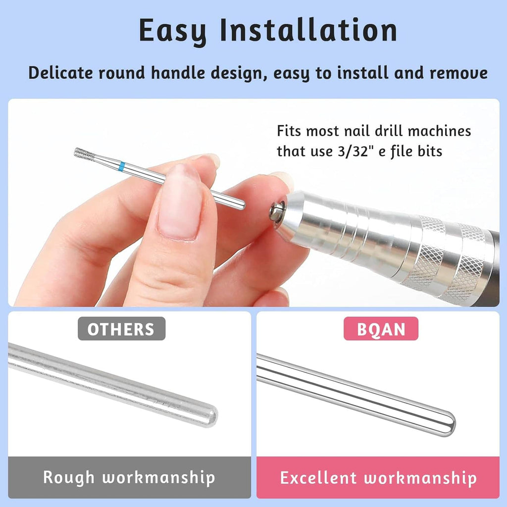 Diamond nail drill bits with 3/32" shank ends, blue ring collars, textured heads
