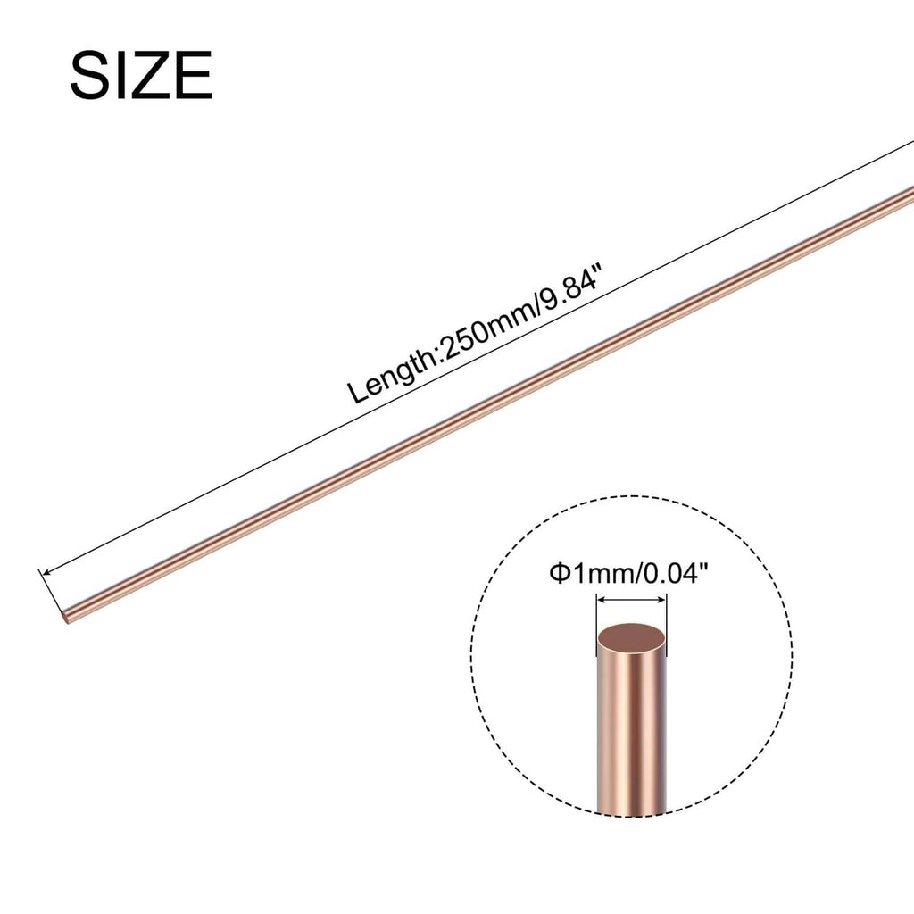 Copper brazing rod, 3/64 in diameter and 10 in length, single straight rod