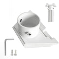 White pipe adapter pole mount with mounting clamp, rod, and included screws