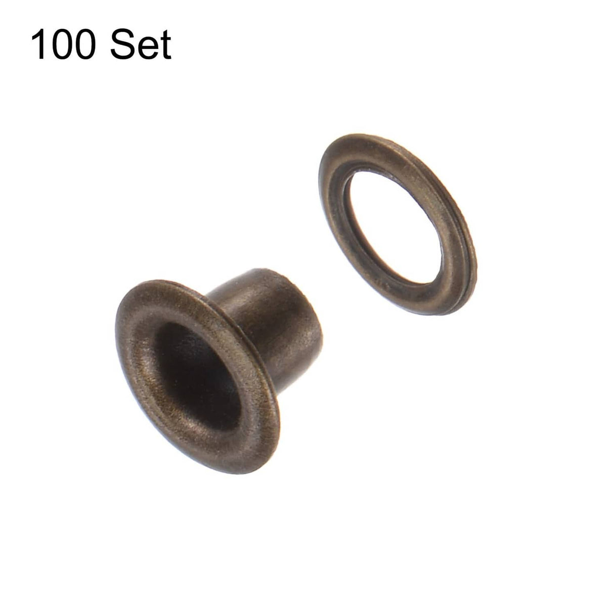 Bronze metal grommet eyelet with flared ring, front view