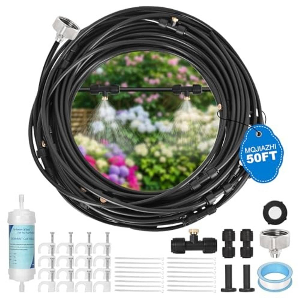 50ft outdoor patio mister hose kit with black tubing coil and included connectors