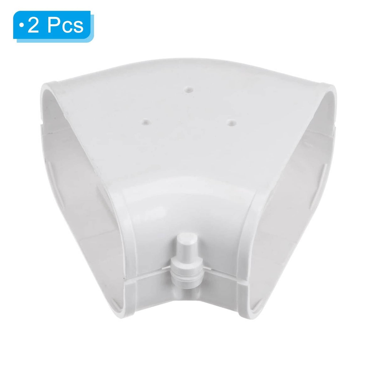 White PVC corner line cover elbow with center connector piece for tubing, 2-pack
