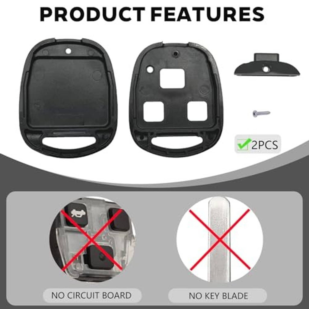 Black key fob replacement shells set, showing interior openings and button area