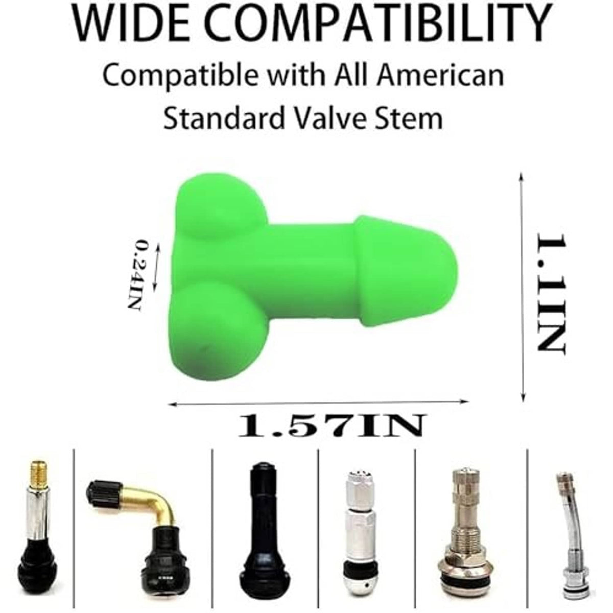 Green glow valve stem caps set, compatible with standard valve stems