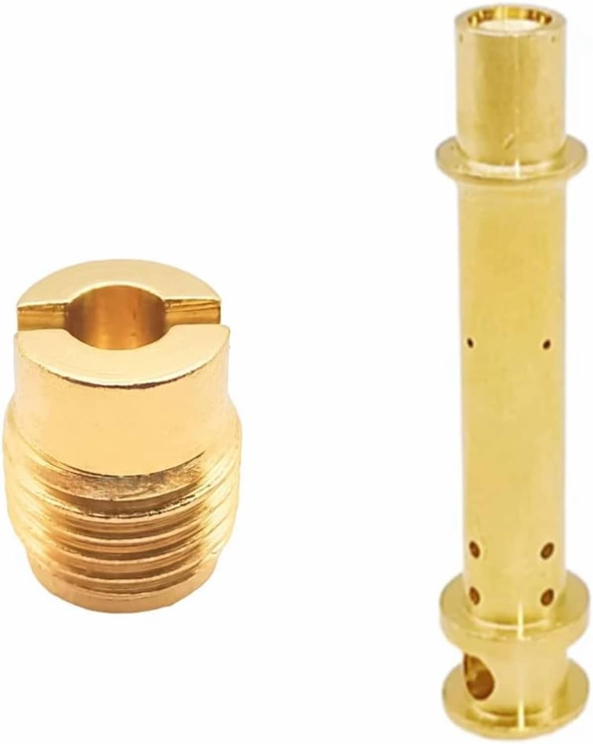 Brass main jet and emulsion tube with threaded hex-head fittings