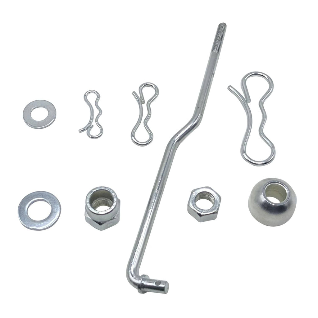 Front deck lift suspension kit with chrome rod, clips, washers, nuts and bolt