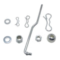 Front deck lift suspension kit with chrome rod, clips, washers, nuts and bolt