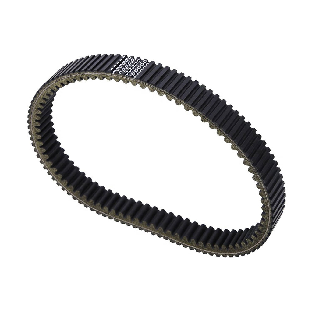 Black ribbed drive belt loop with visible part-code sticker