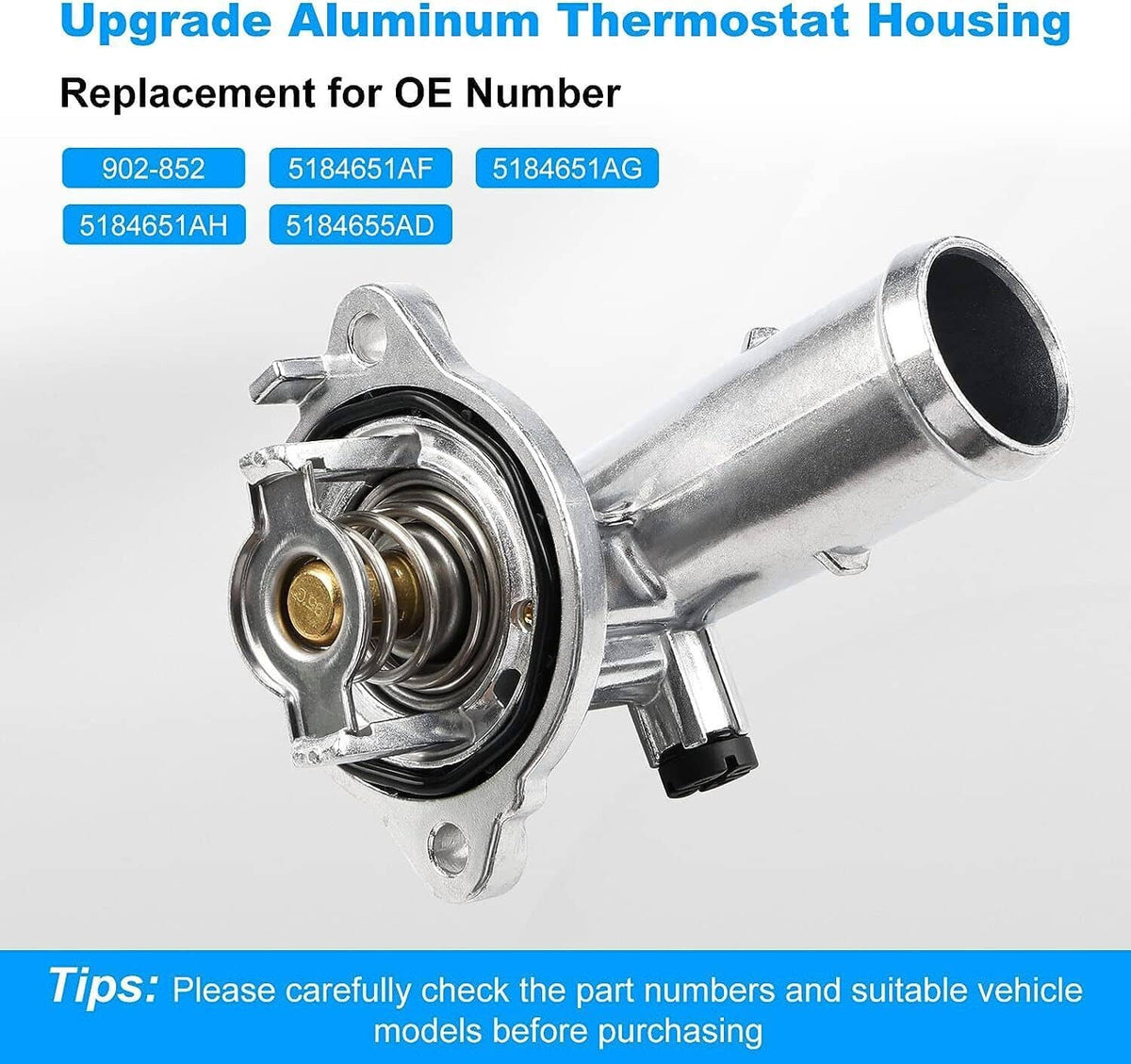 Aluminum coolant thermostat housing assembly with mounting flange and metal outlet tube