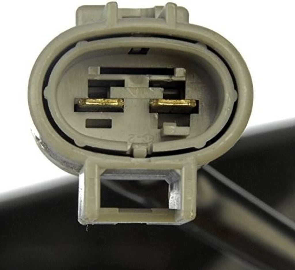 Engine cooling fan electrical connector with terminal contacts in plastic housing