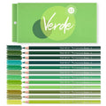 Pre-sharpened oil-based green colored pencil set, wooden pencils in 12 green shades