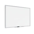 White dry erase board with silver frame, blank writing surface
