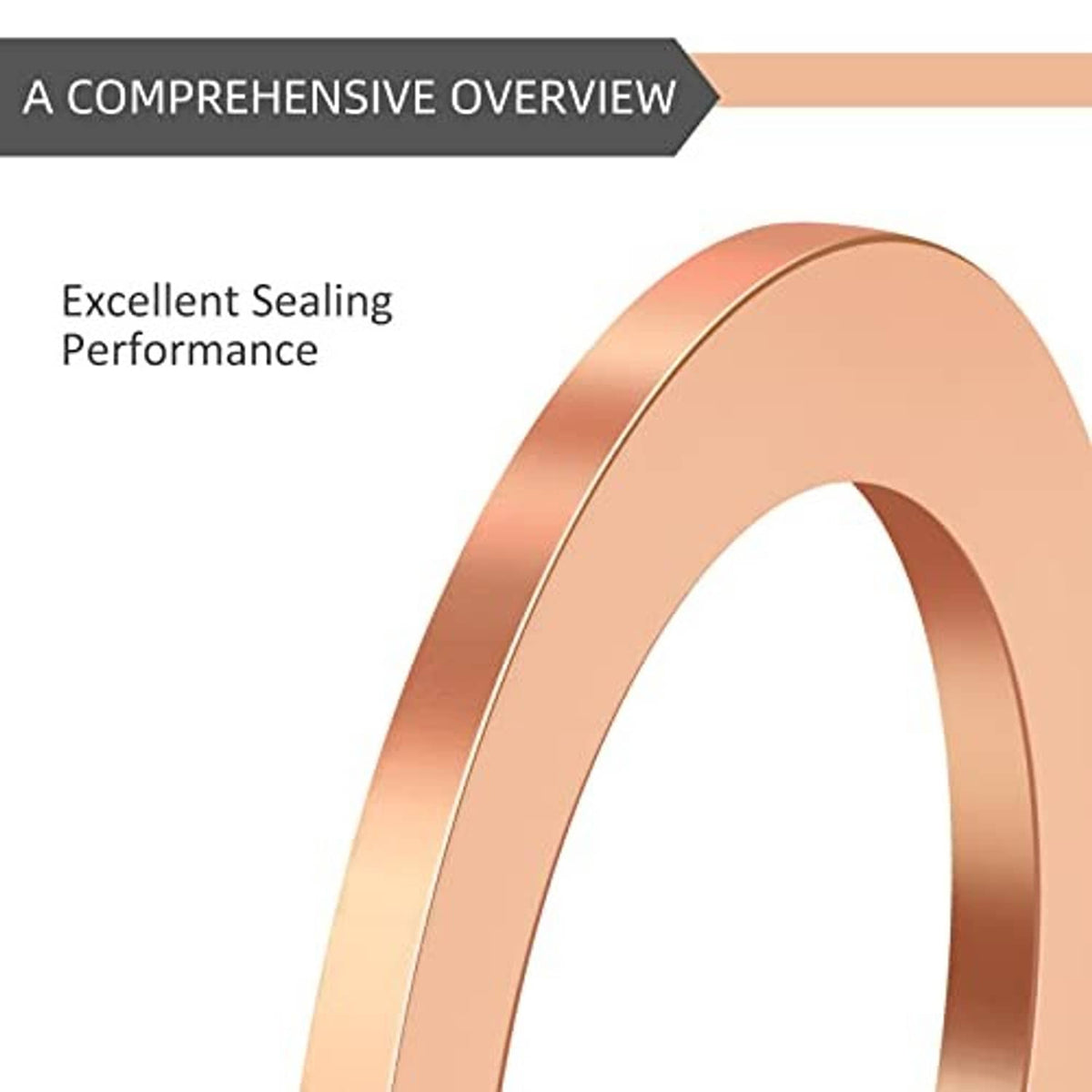 Red copper crush washer ring, smooth sealing surface with center hole