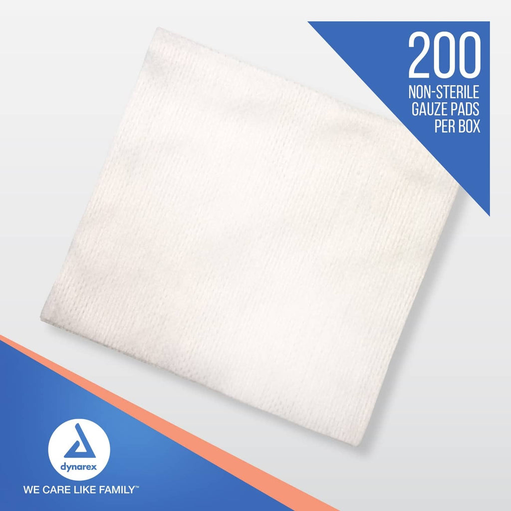 Dynarex non-woven sponge pad, white square, 200 per box, non-sterile
