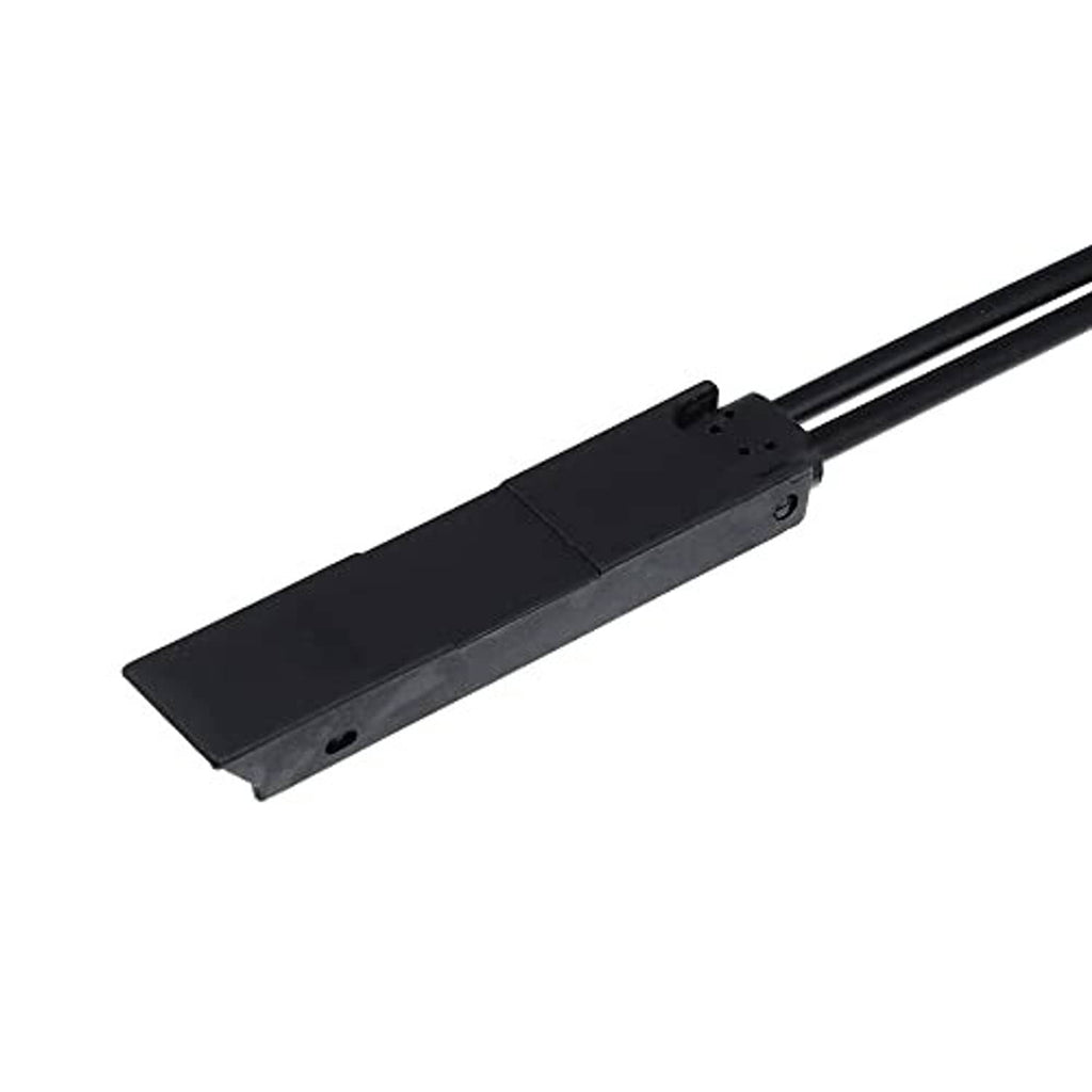 Black plastic hood release handle bar with attached cable housing and wires