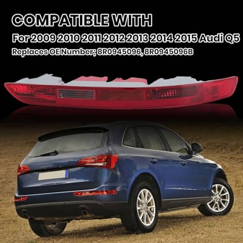 Rear right taillight lamp lens, long red housing with clear internal segments