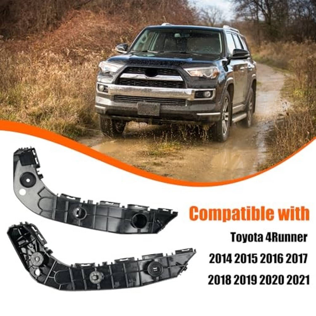 Front bumper bracket set, black molded plastic, curved left and right pieces