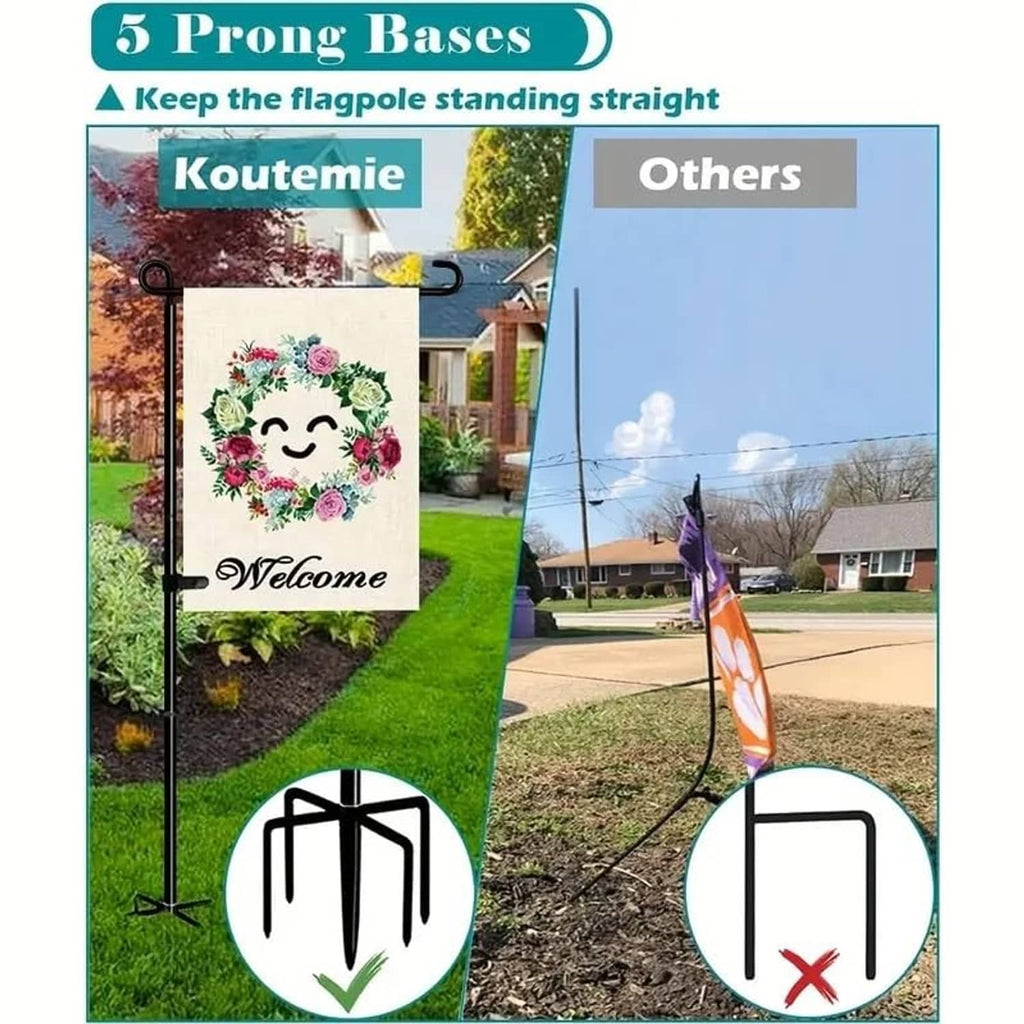 Five-prong base flag stand design helping keep the pole upright
