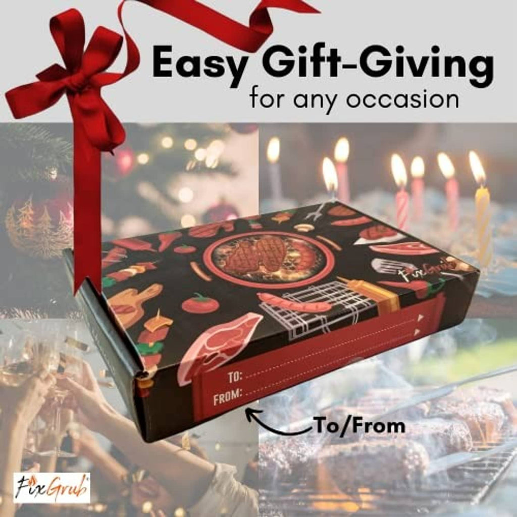 Gift box packaging for a black chef apron with “Hot Stuff Coming Through” theme
