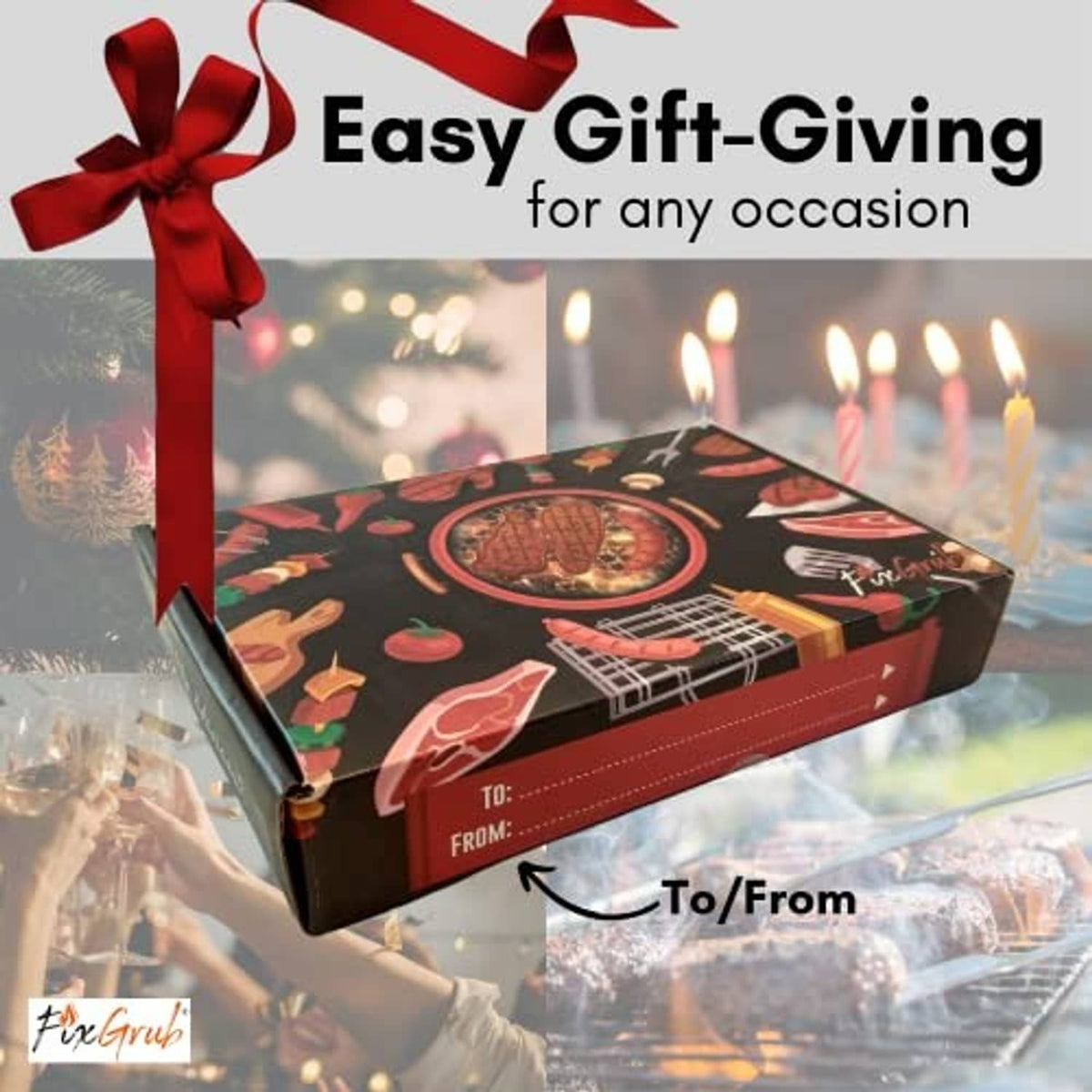 Gift box packaging for a black chef apron with “Hot Stuff Coming Through” theme