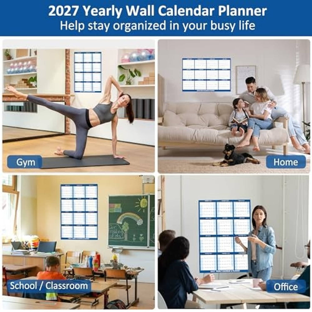 2027 wall calendar planner displayed for home, office, school, and classroom use