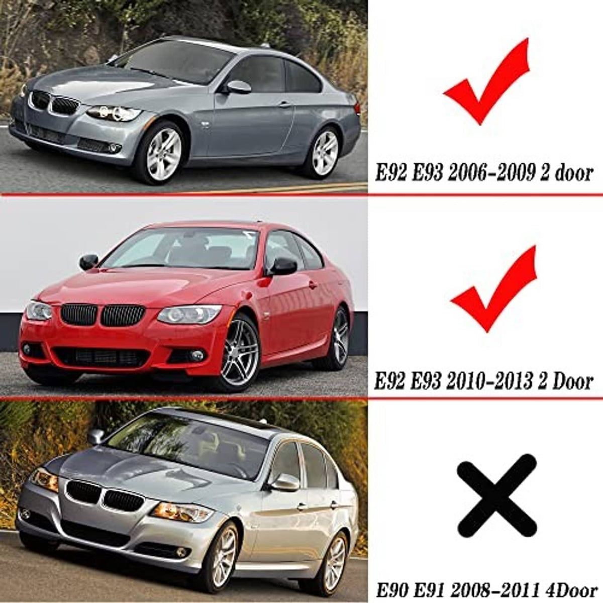 Fender reflector fitment guide showing multiple car models with approval marks