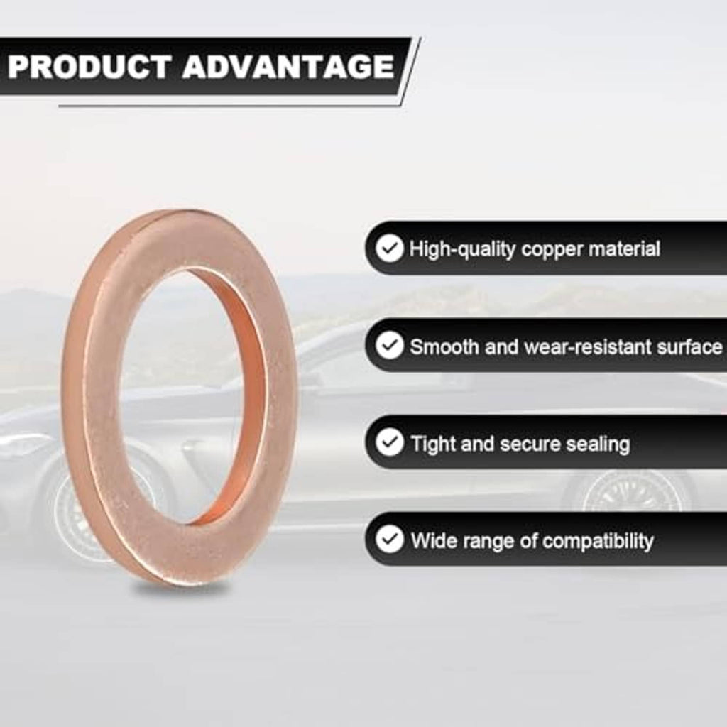 Copper oil drain plug crush washer gasket, single round seal detail
