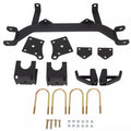 Golf cart axle lift kit hardware set with black brackets, bolts, and U-bolts