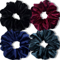 Black velvet jumbo scrunchie with gathered ruffle texture