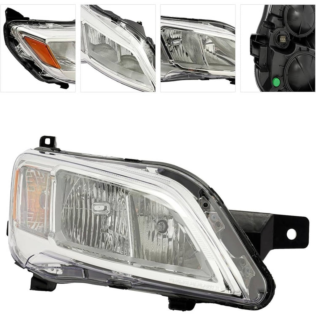 Right halogen headlight with clear lens, amber corner reflector, and chrome housing